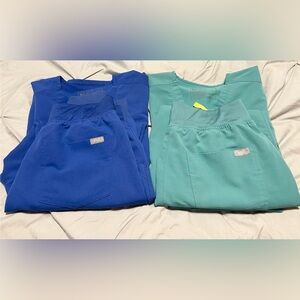 Figs Blue and Green Scrub Set Small Petite
